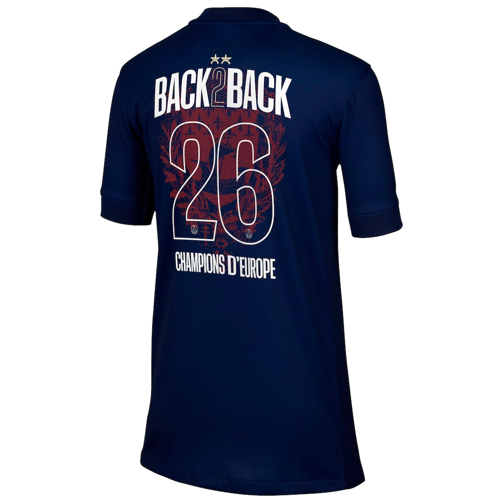 Maillot Domicile Stadium PSG Nike 25/26 - Enfant - Flocage Champions of Europe - 26